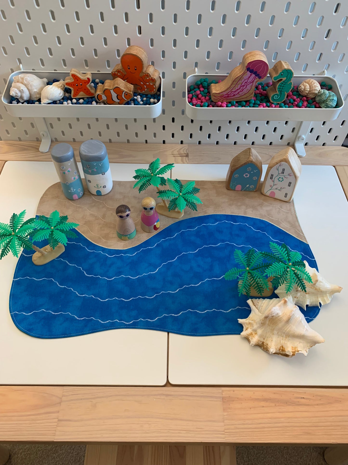 Beach Play Mat - IN STOCK - Large - Dark Green Reverse