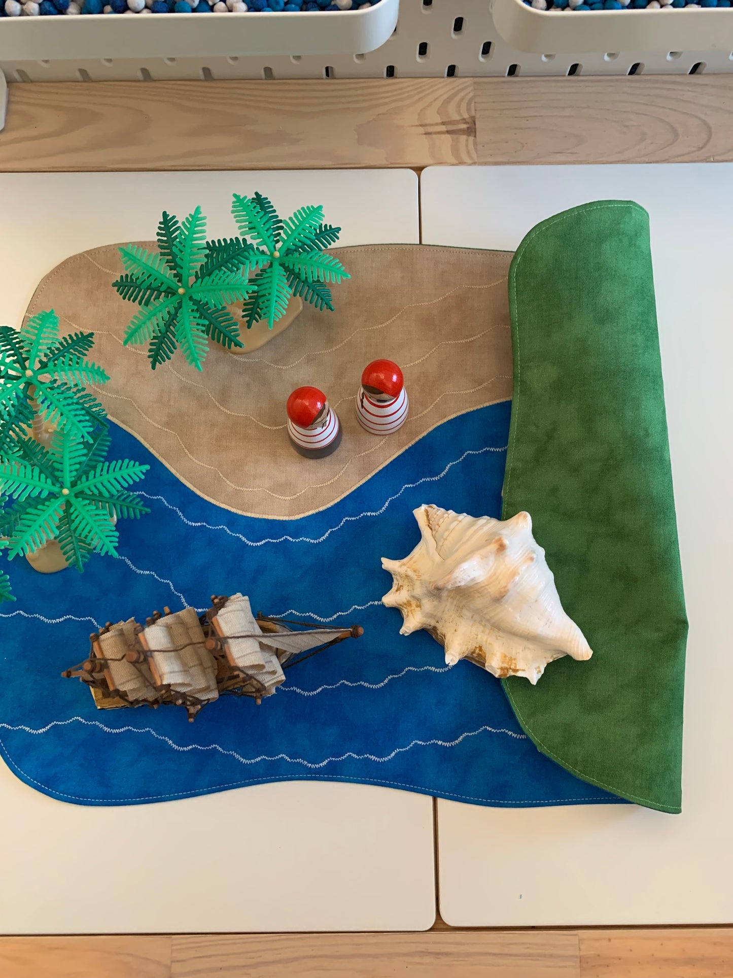 Beach Play Mat - IN STOCK - Large - Dark Green Reverse