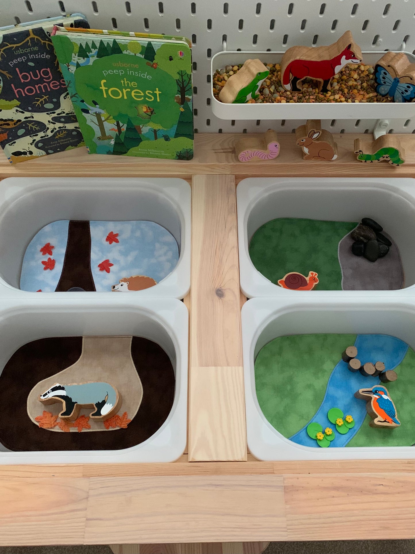 Mini Tray Play Mat Set - Land Themed - MADE TO ORDER - Reversible - Set of 4