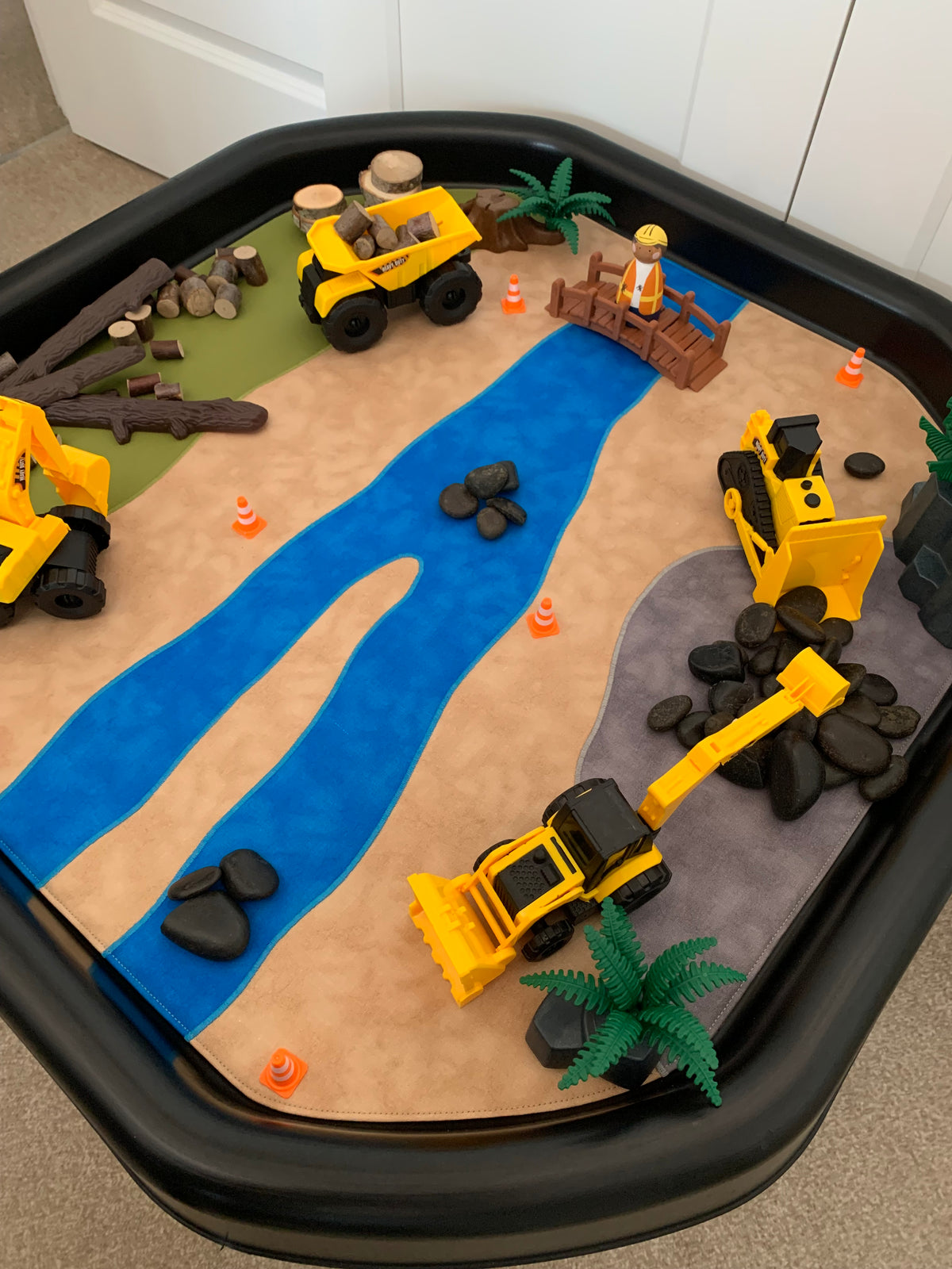 River Adventures Play Mat - Dark Green reverse - Ready to post