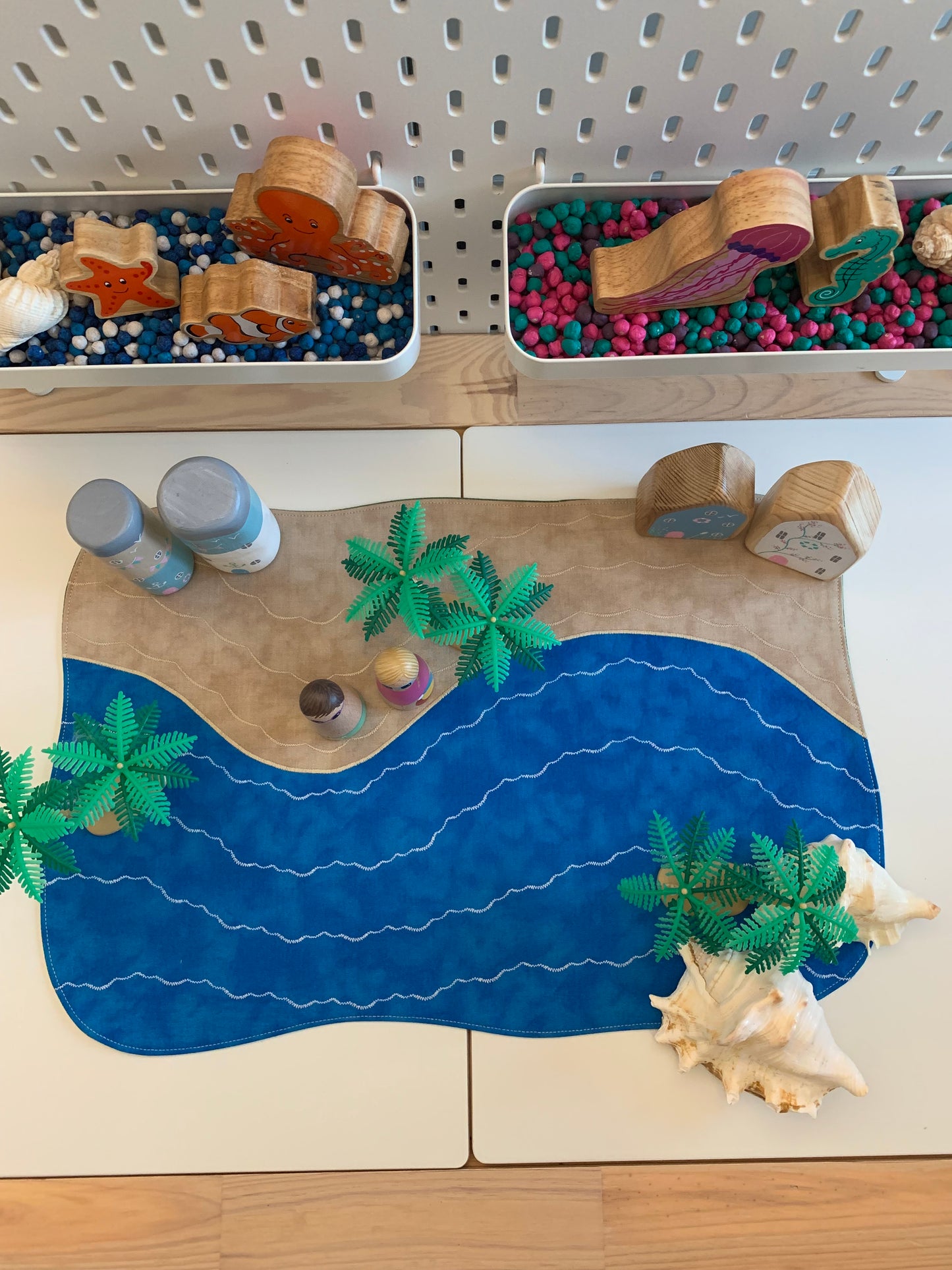 Beach Play Mat - IN STOCK - Large - Dark Green Reverse