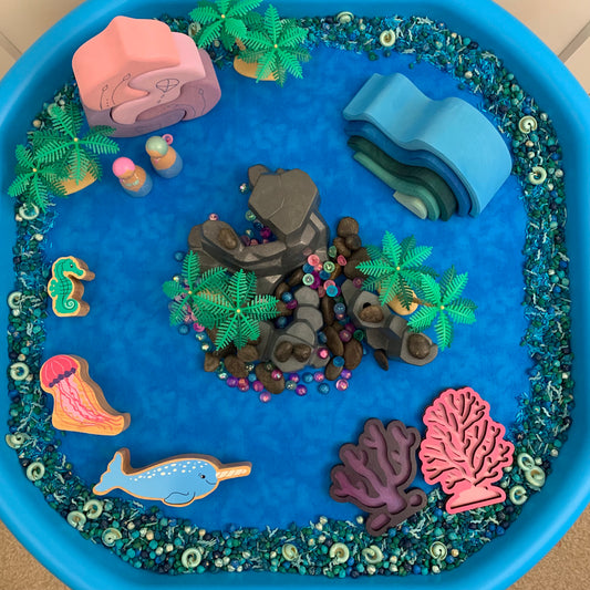 Tuff Tray Play Mat - Deep Blue & Dark Green - MADE TO ORDER