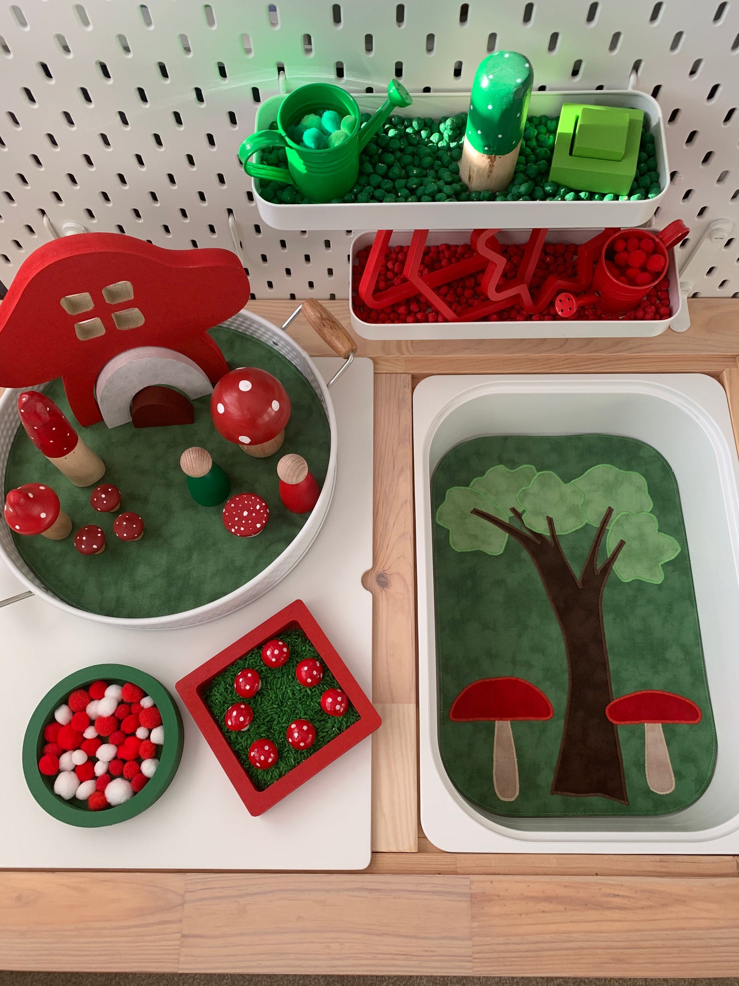 Tree & Mushrooms Tray Play Mat - IN STOCK - Dark Green reverse