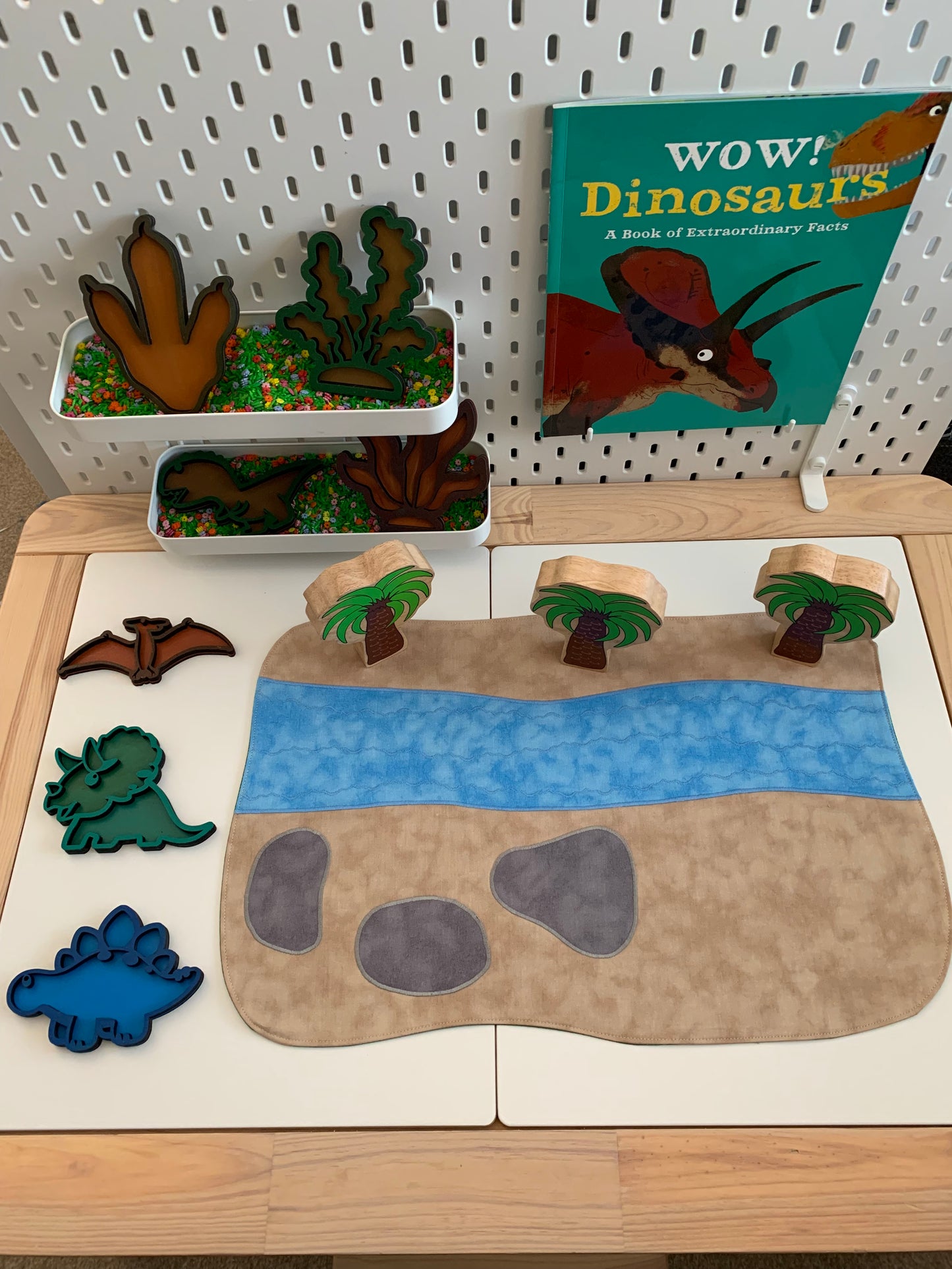 River & Rocks Play Mat - IN STOCK - Large - Dark Green Reverse