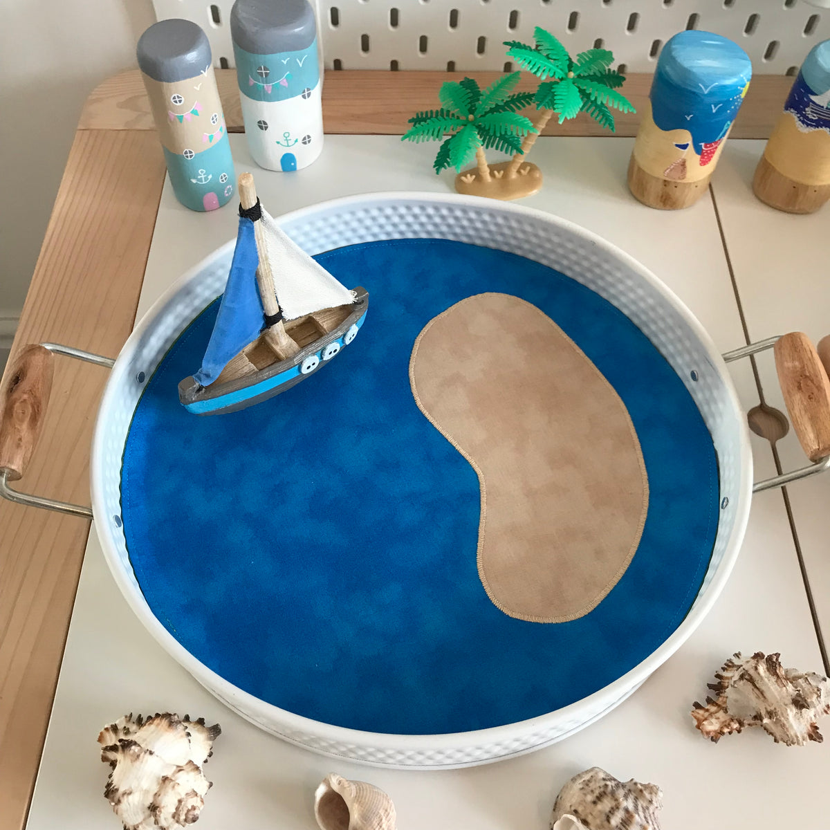 Beach Circular Play Mat - Dark Green reverse