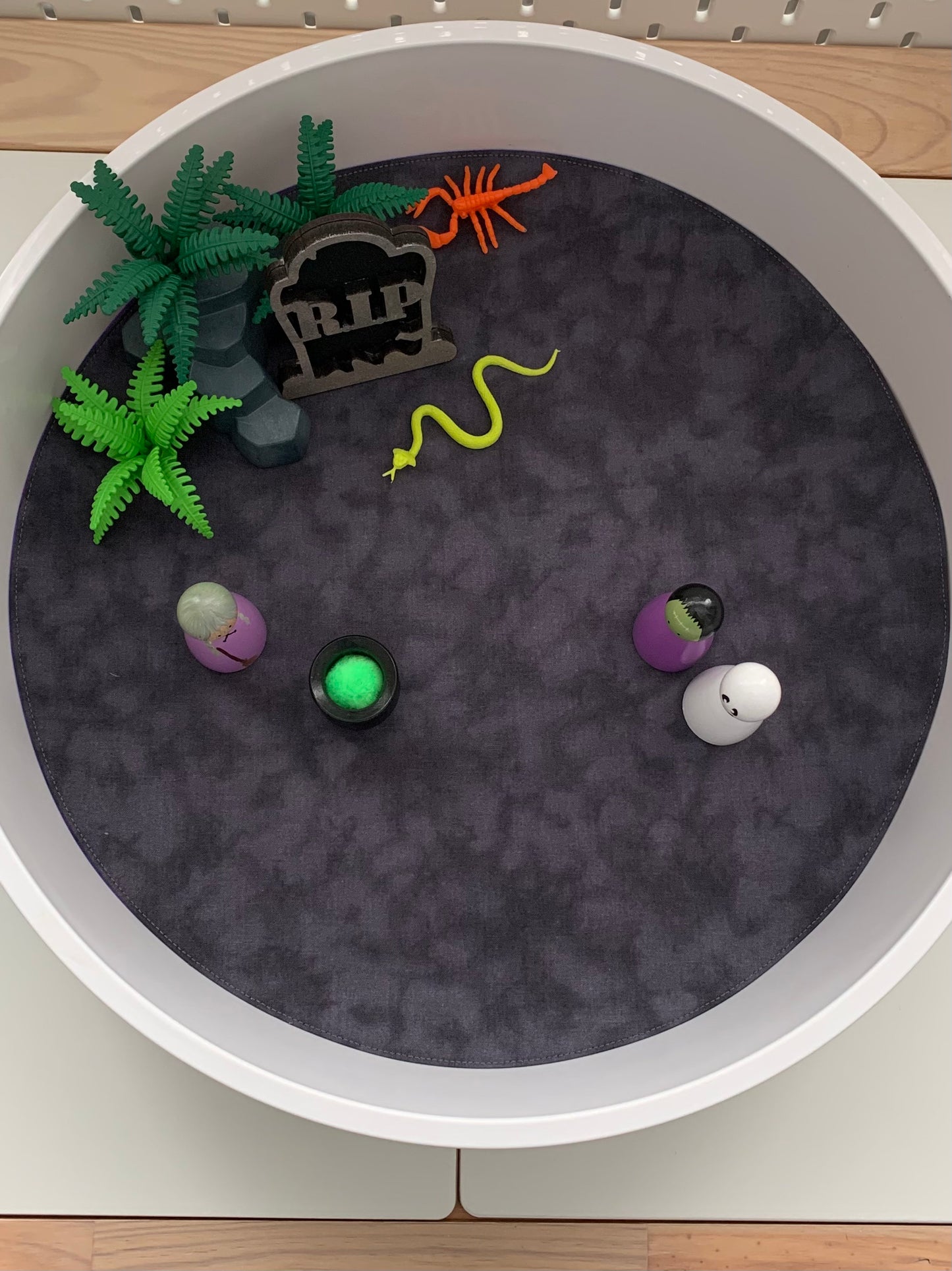 Circular Play Mat - Purple & Black - MADE TO ORDER - Reversible Play Mat