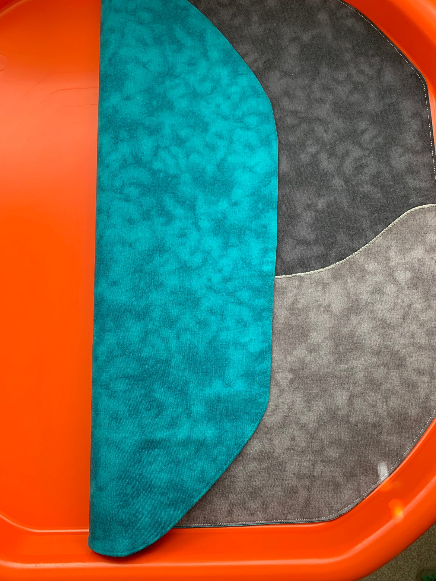 Tuff Tray Play Mat - IN STOCK - Black & Grey with a Jade Reverse