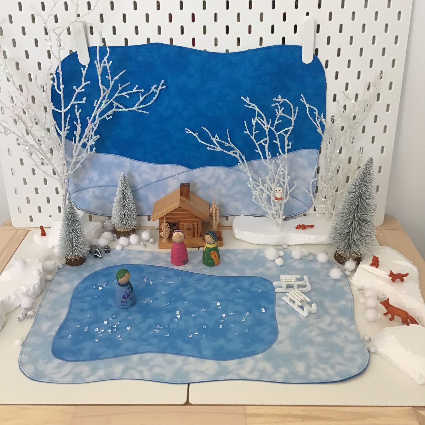 Frozen Lake Play Mat - MADE TO ORDER - Deep Blue Reverse