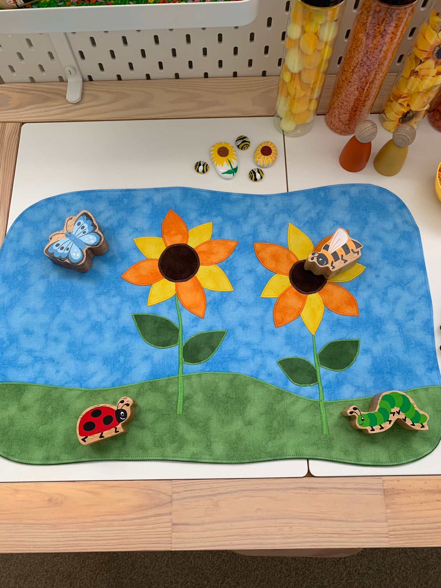 Sunflowers Play Mat - IN STOCK - Large - Dark Green Reverse