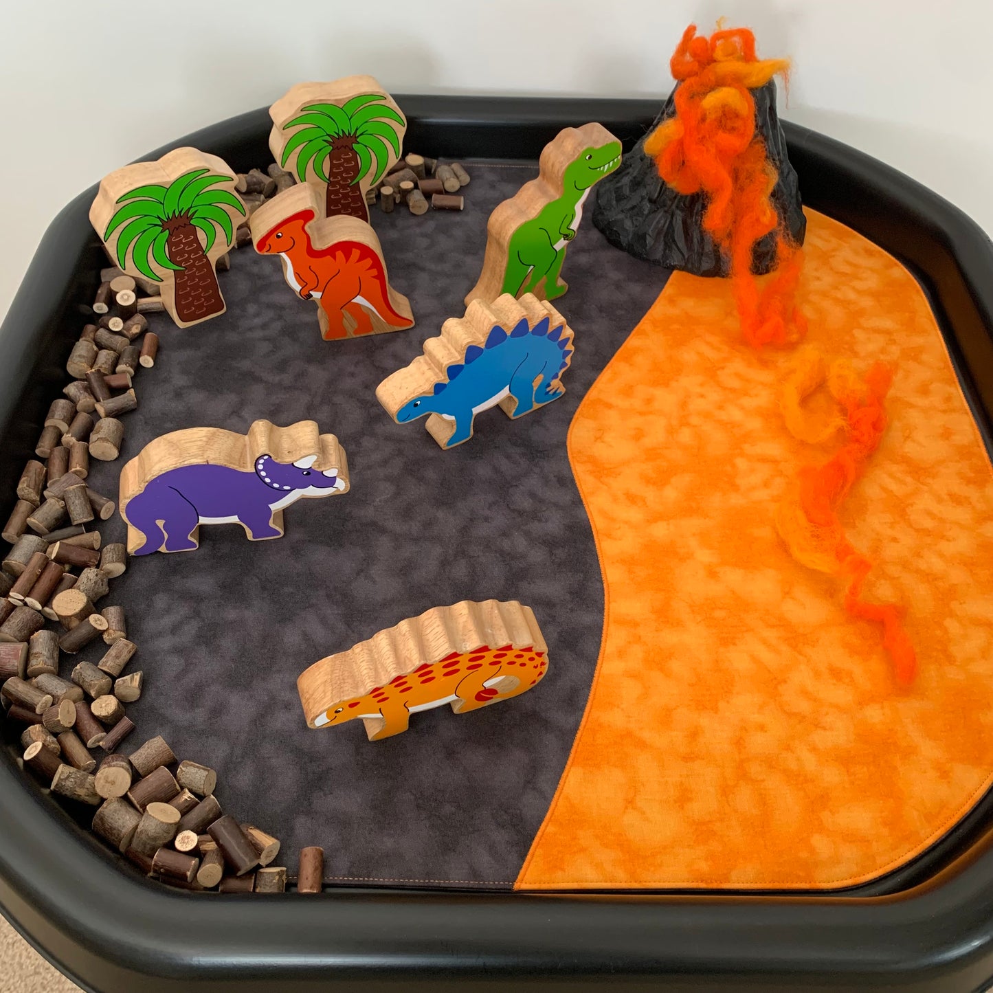 Lava/Sun Tuff Tray Play Mat - MADE TO ORDER - Black Reverse