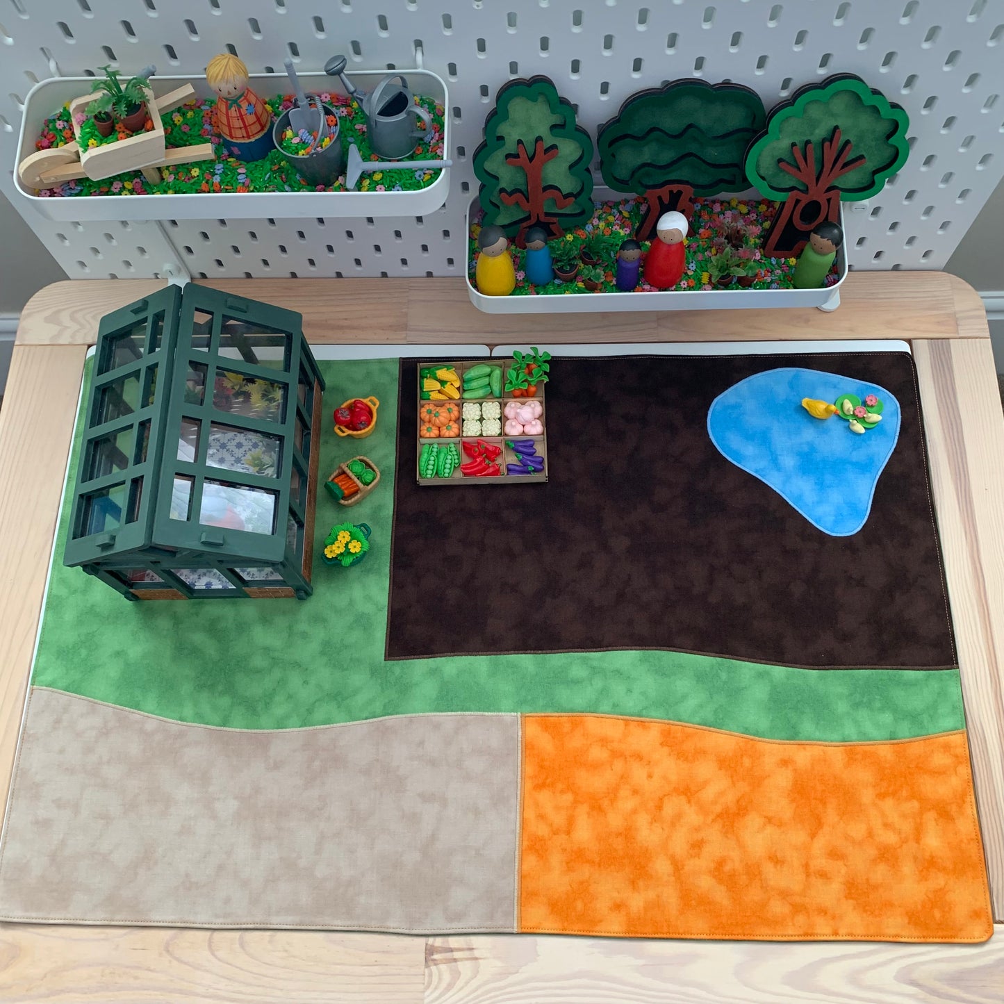 Extra Large Garden/Farm Play Mat - IN STOCK - Dark Green Reverse