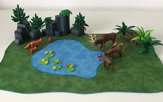 Lake Play Mat - MADE TO ORDER - Dark Green with Deep Blue Reverse