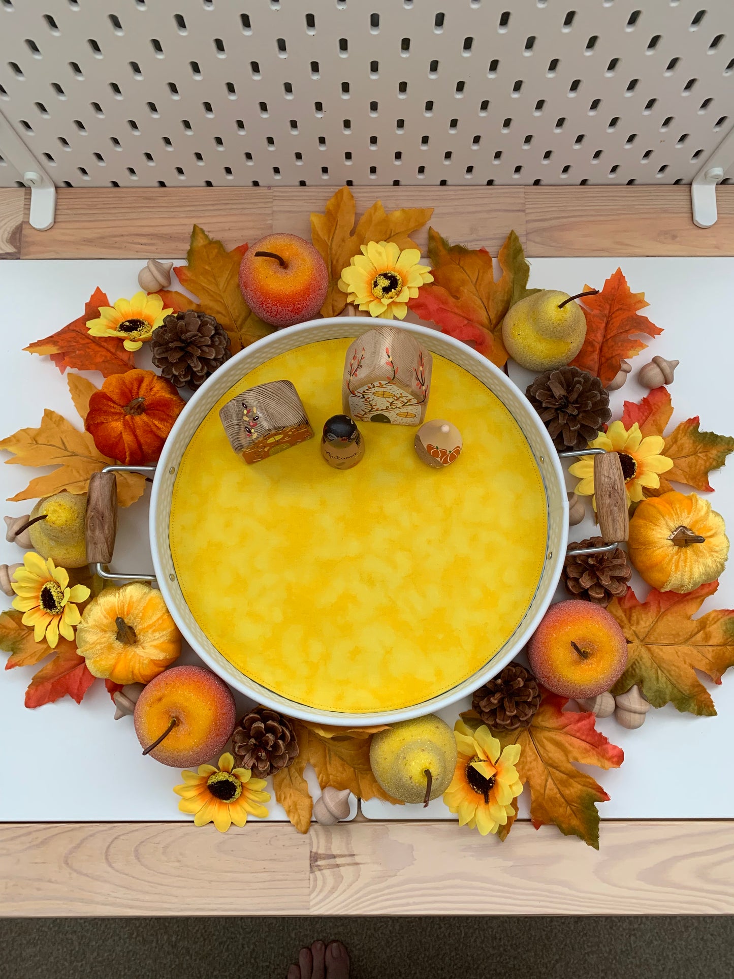 Yellow & Light Green Circular Play Mat - MADE TO ORDER - Reversible Play Mat