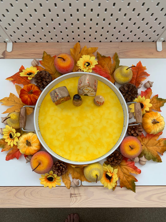 Yellow & Light Green Circular Play Mat - MADE TO ORDER - Reversible Play Mat