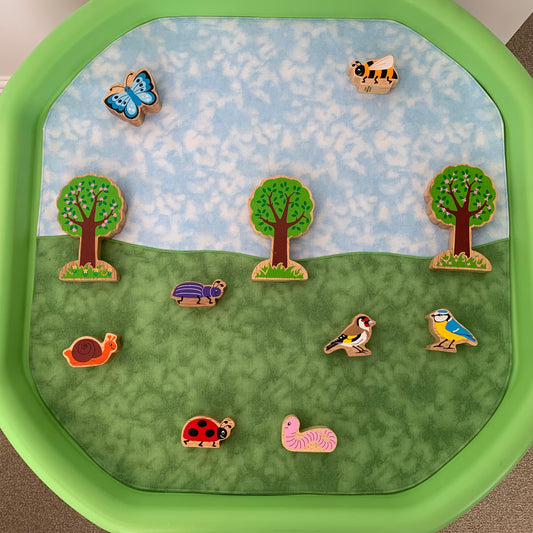 Tuff Tray Play Mat - IN STOCK - Sky & Land or Water & Land - Light Green reverse