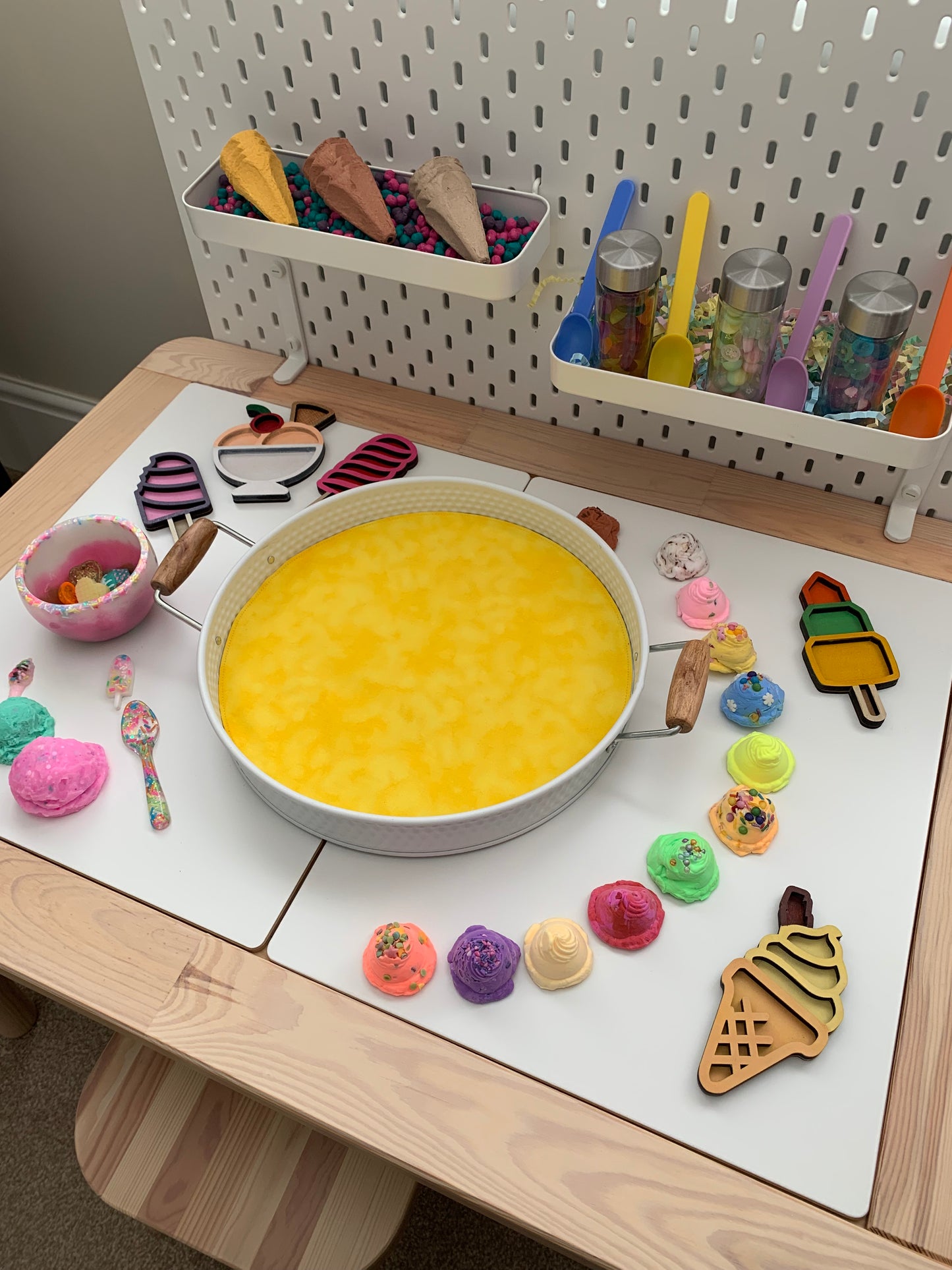 Yellow & Light Green Circular Play Mat - MADE TO ORDER - Reversible Play Mat