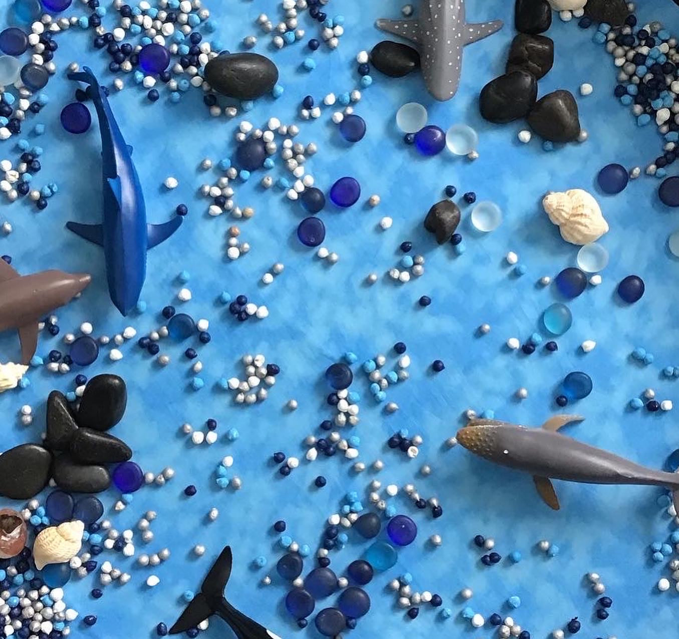 Tuff Tray Play Mat - Mid Blue & Light Green - MADE TO ORDER