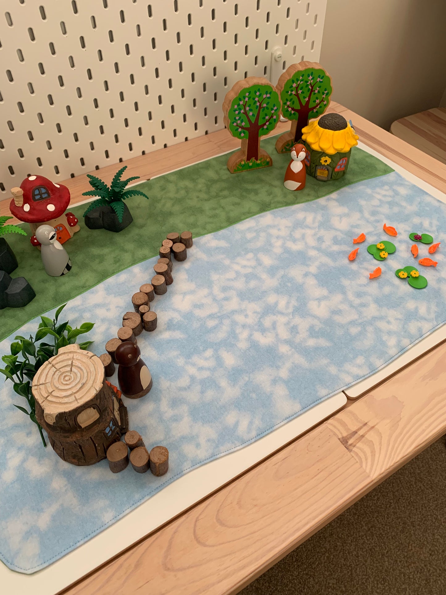 Land & Sky or Water & Land Extra Large Play Mat  - IN STOCK - Light Green Reverse