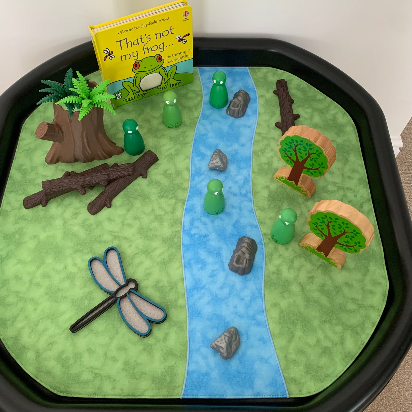 River Tuff Tray Play Mat - MADE TO ORDER -  Mid Blue Reverse