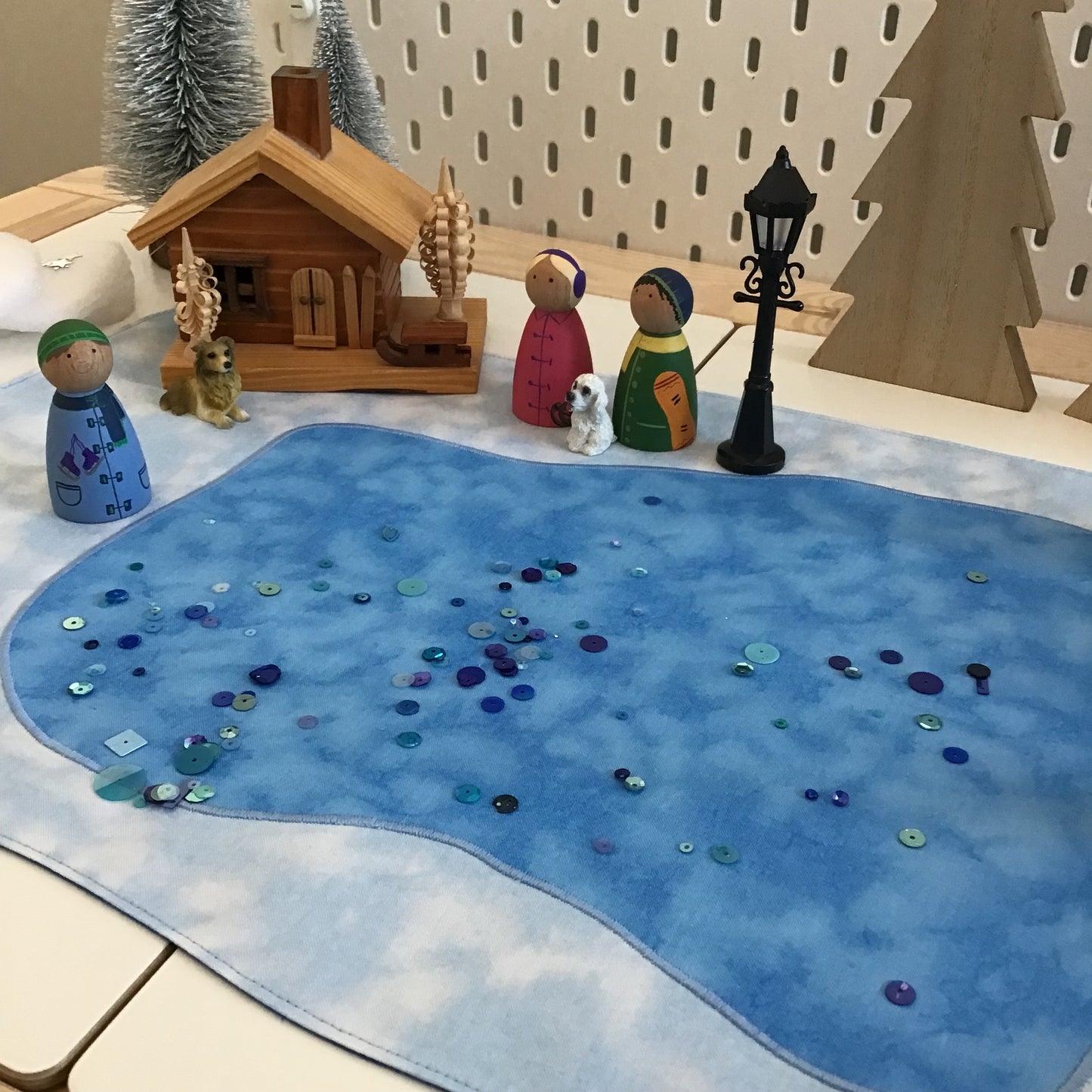 Frozen Lake Play Mat - MADE TO ORDER - Deep Blue Reverse