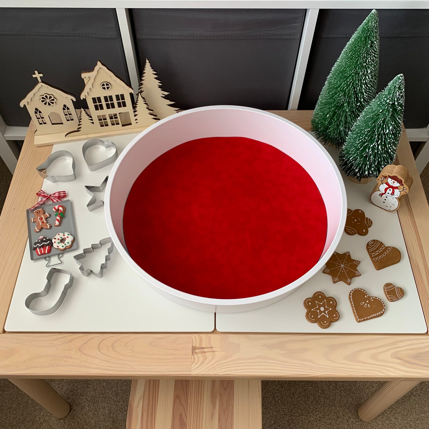 Circular Play Mat - Red & Brown - MADE TO ORDER - Reversible Play Mat