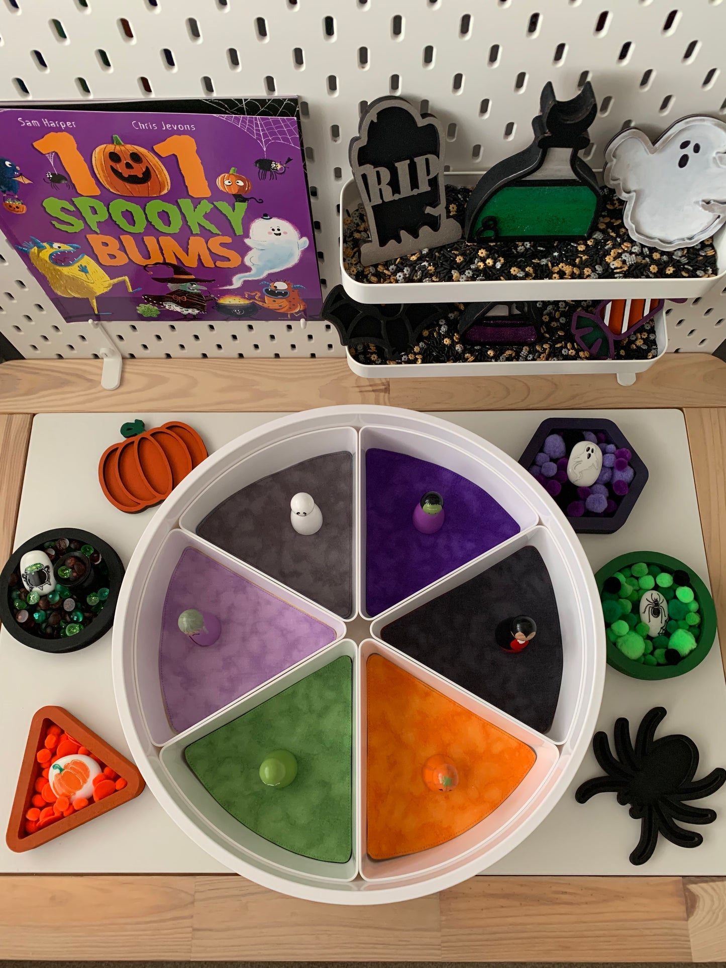 Tray Insert Play Mats - MADE TO ORDER - Reversible Colours- Autumn/Halloween/Rainbow Edition