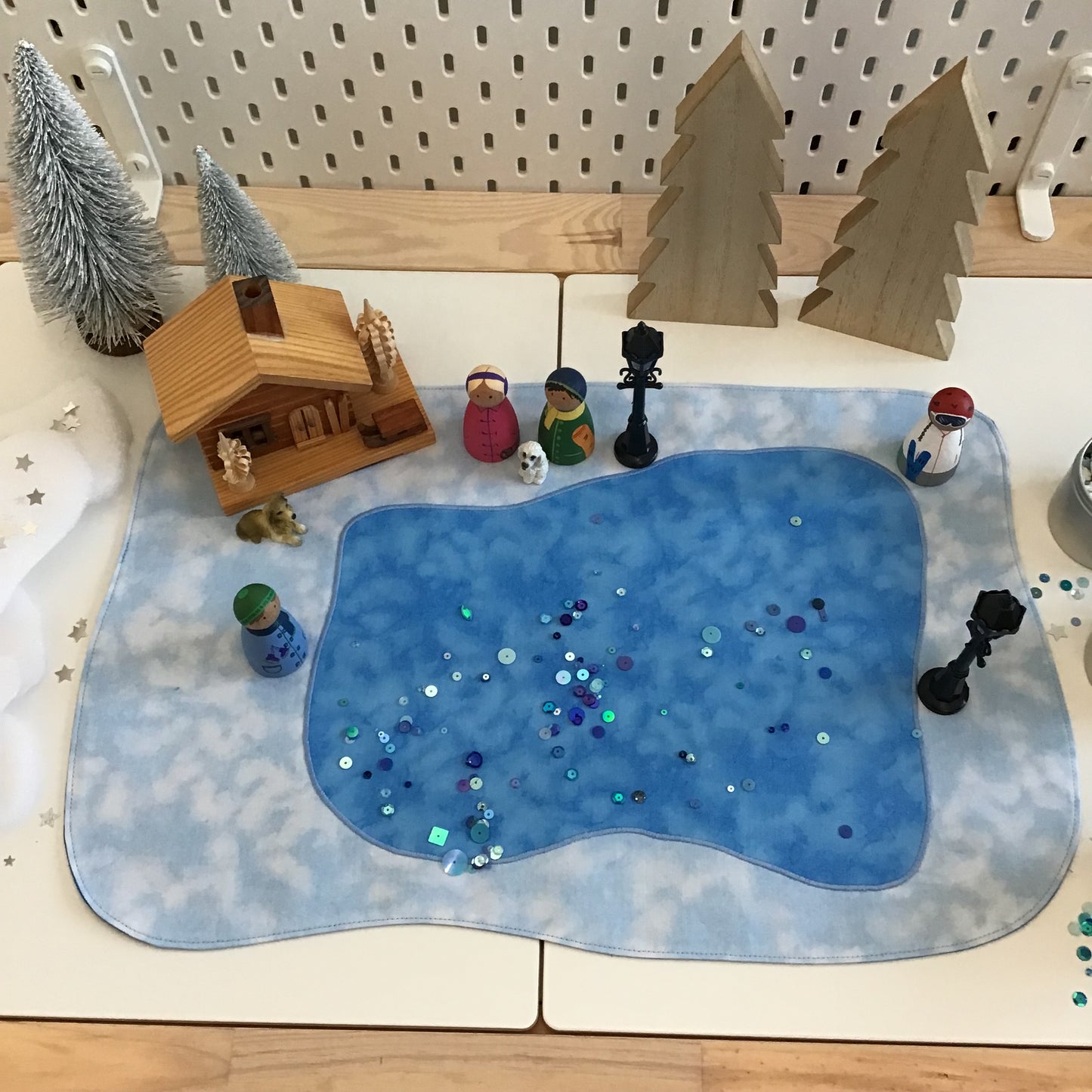 Frozen Lake Play Mat - MADE TO ORDER - Deep Blue Reverse