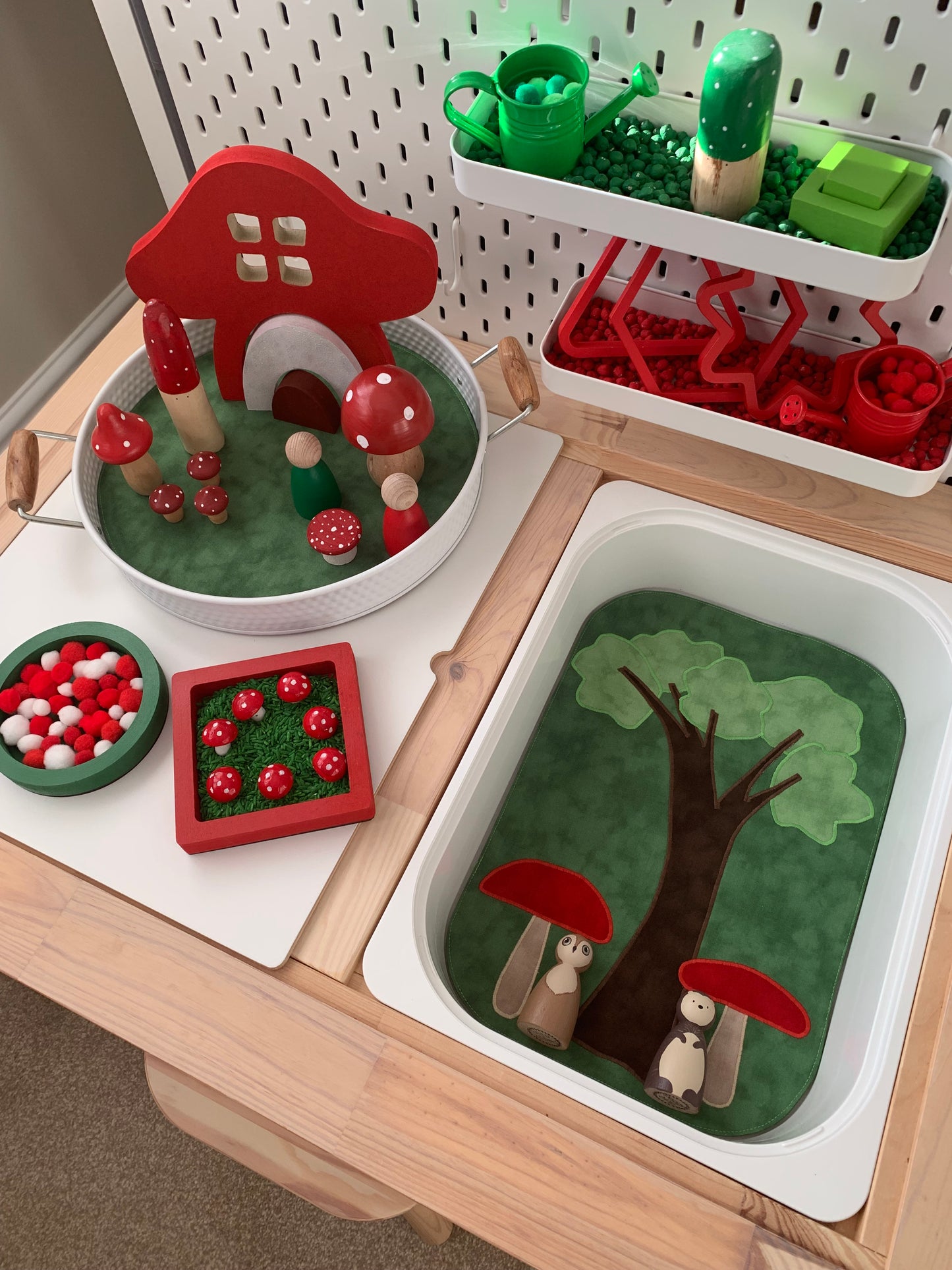 Tree & Mushrooms Tray Play Mat - IN STOCK - Dark Green reverse