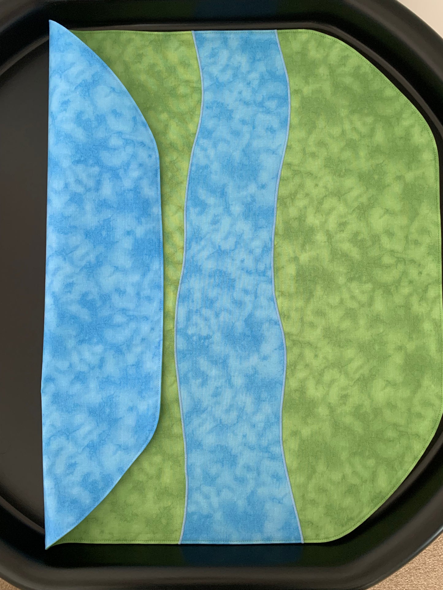 River Tuff Tray Play Mat - MADE TO ORDER -  Mid Blue Reverse