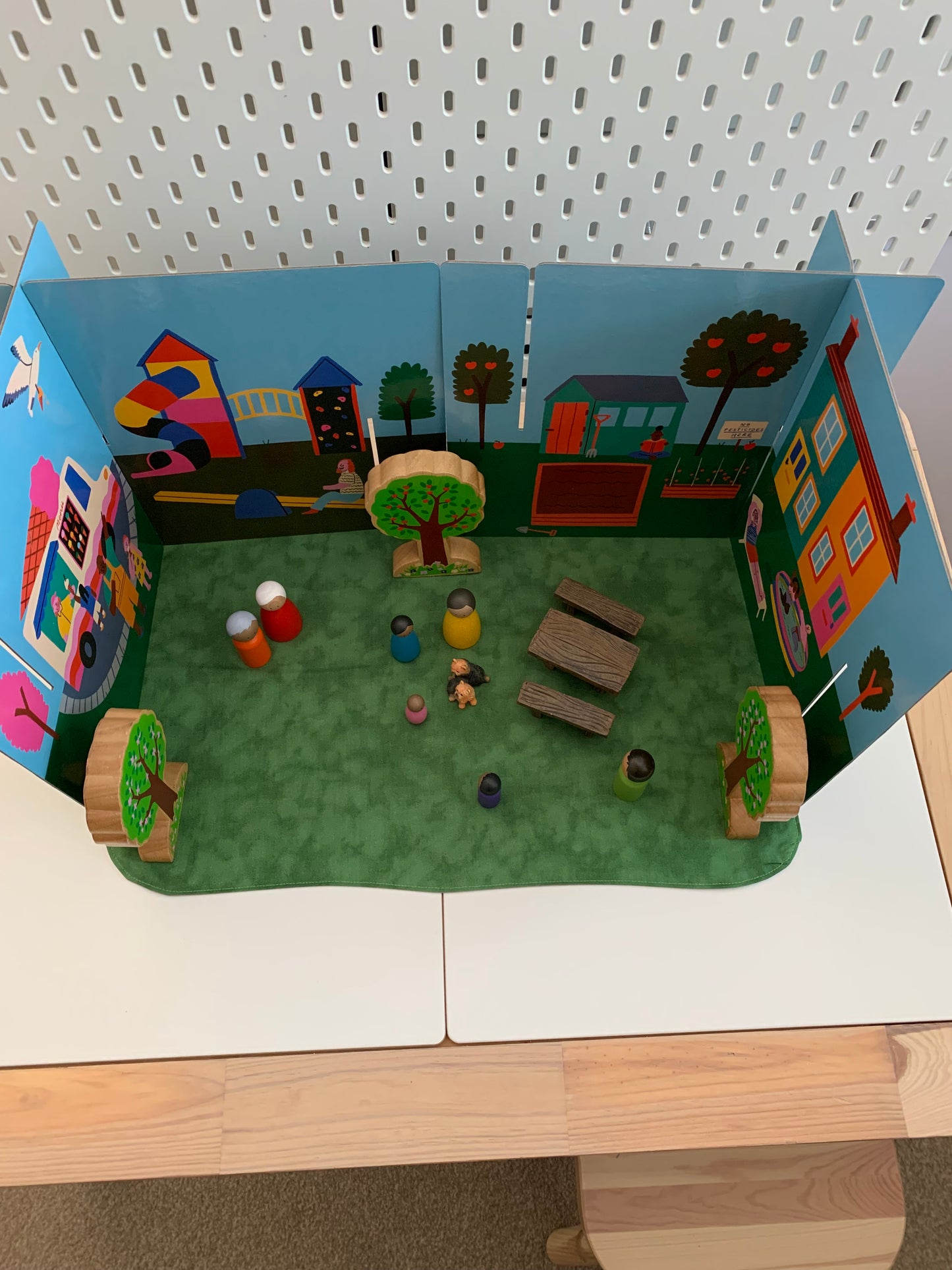 River & Rocks Play Mat - IN STOCK - Large - Dark Green Reverse