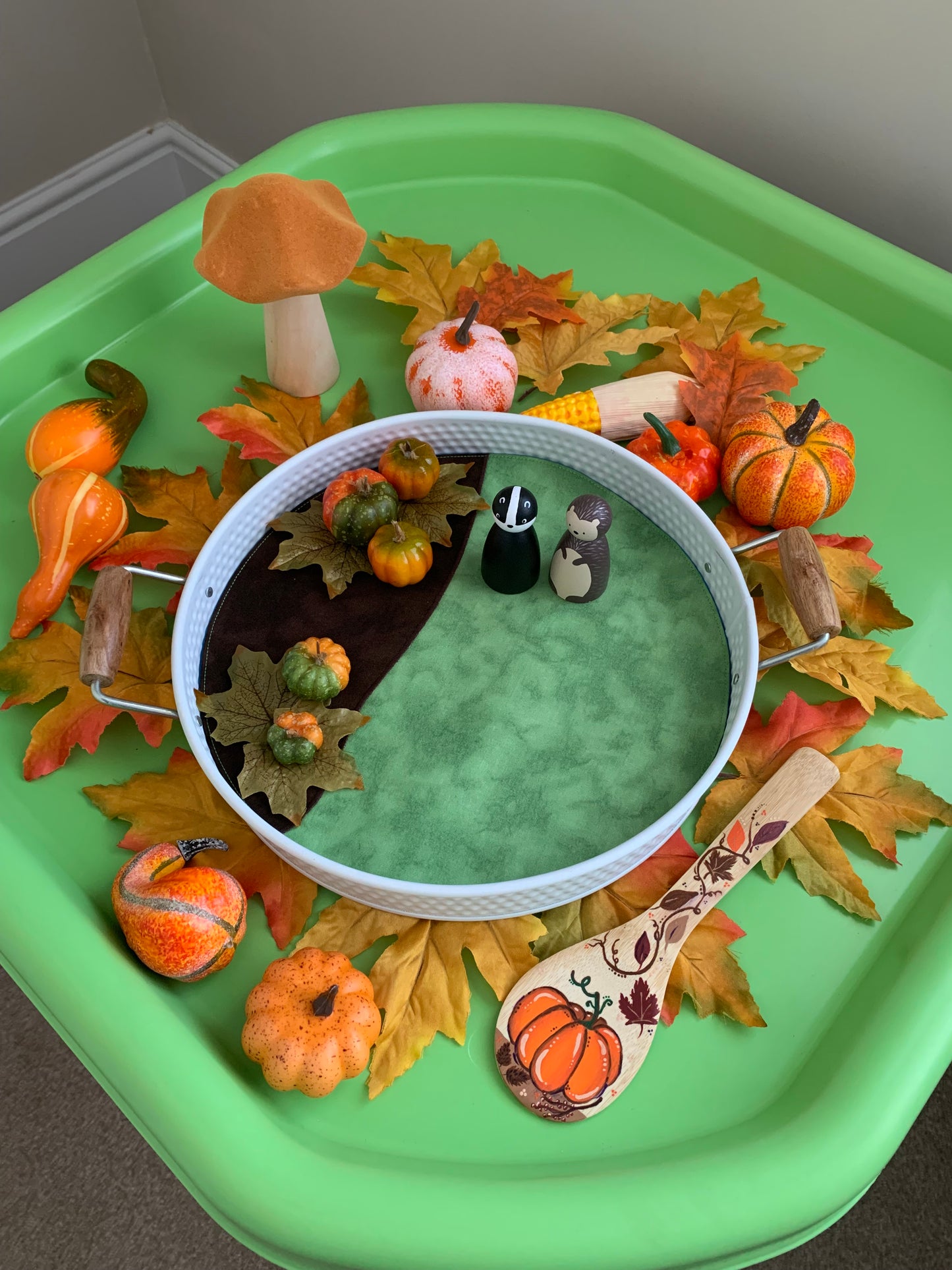 Grass & Earth -  MADE TO ORDER - Circular Play Mat - Deep Blue Reverse