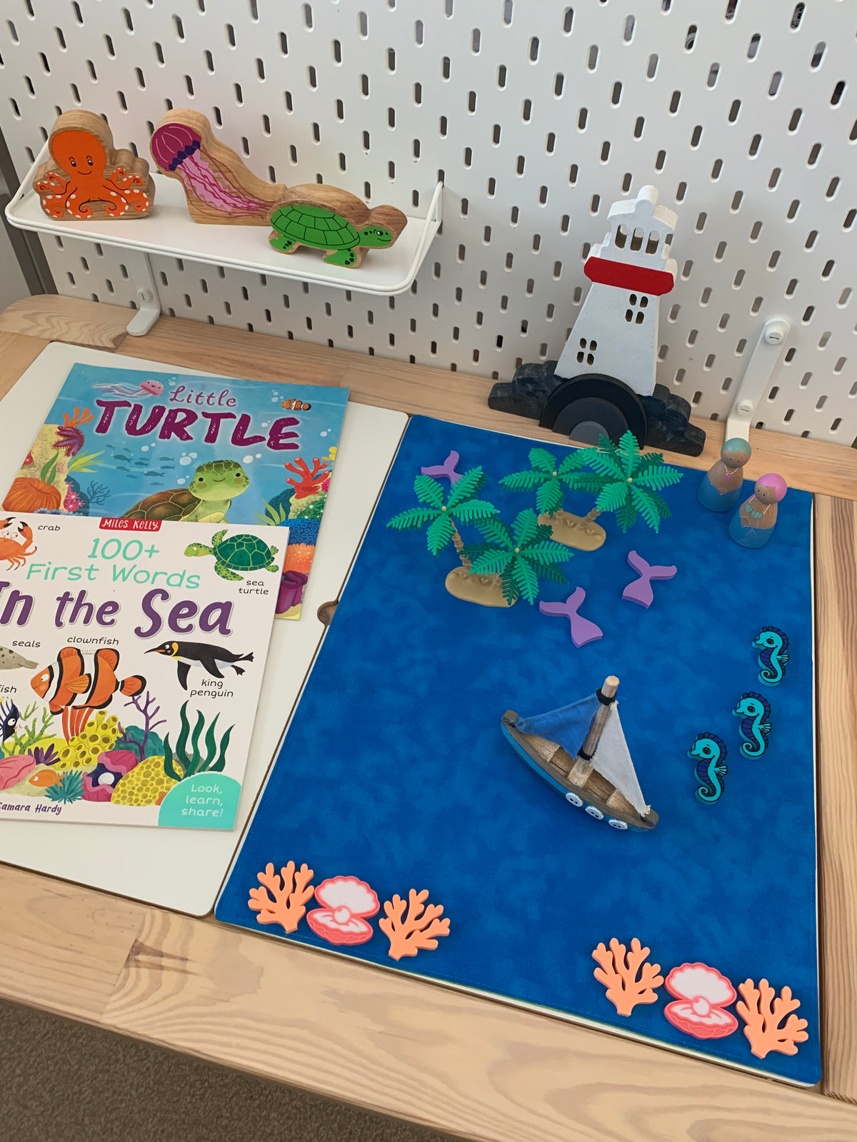Rocky Shore Play Mat - Deep Blue reverse - Ready to post