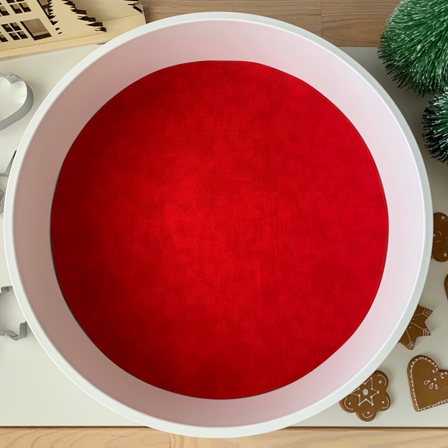 Circular Play Mat - Red & Brown - MADE TO ORDER - Reversible Play Mat