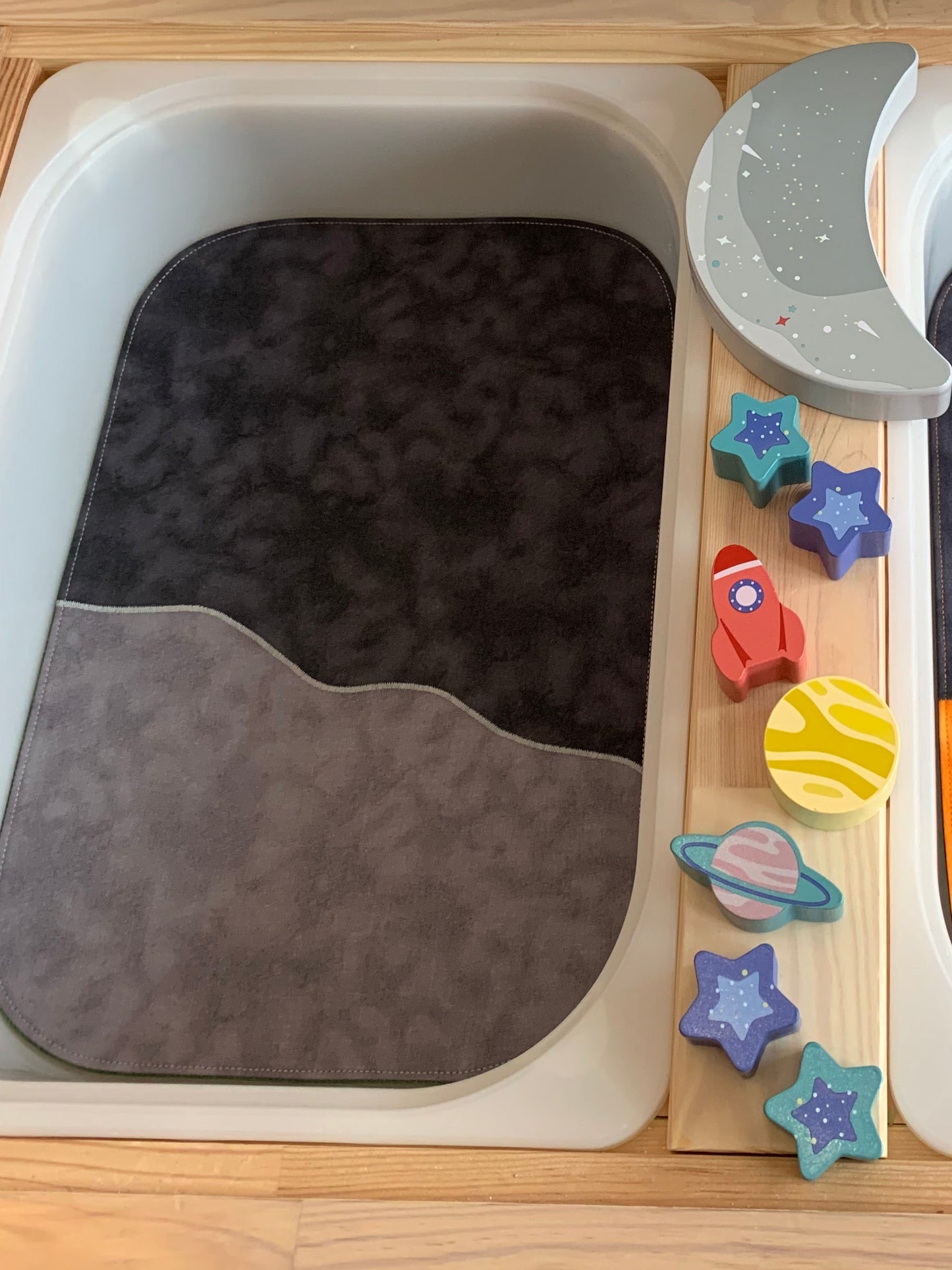 Moon/Rock Play Mat - MADE TO ORDER -  Dark Green reverse