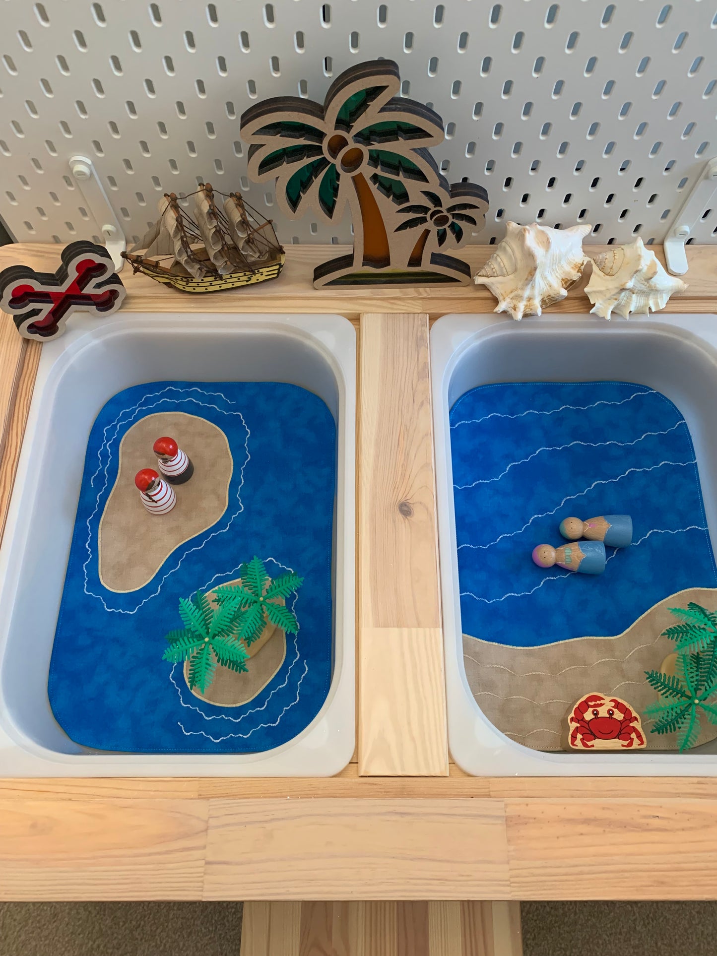 Beach Tray Play Mat - One of a Kind - Dark Green Reverse  - IN STOCK