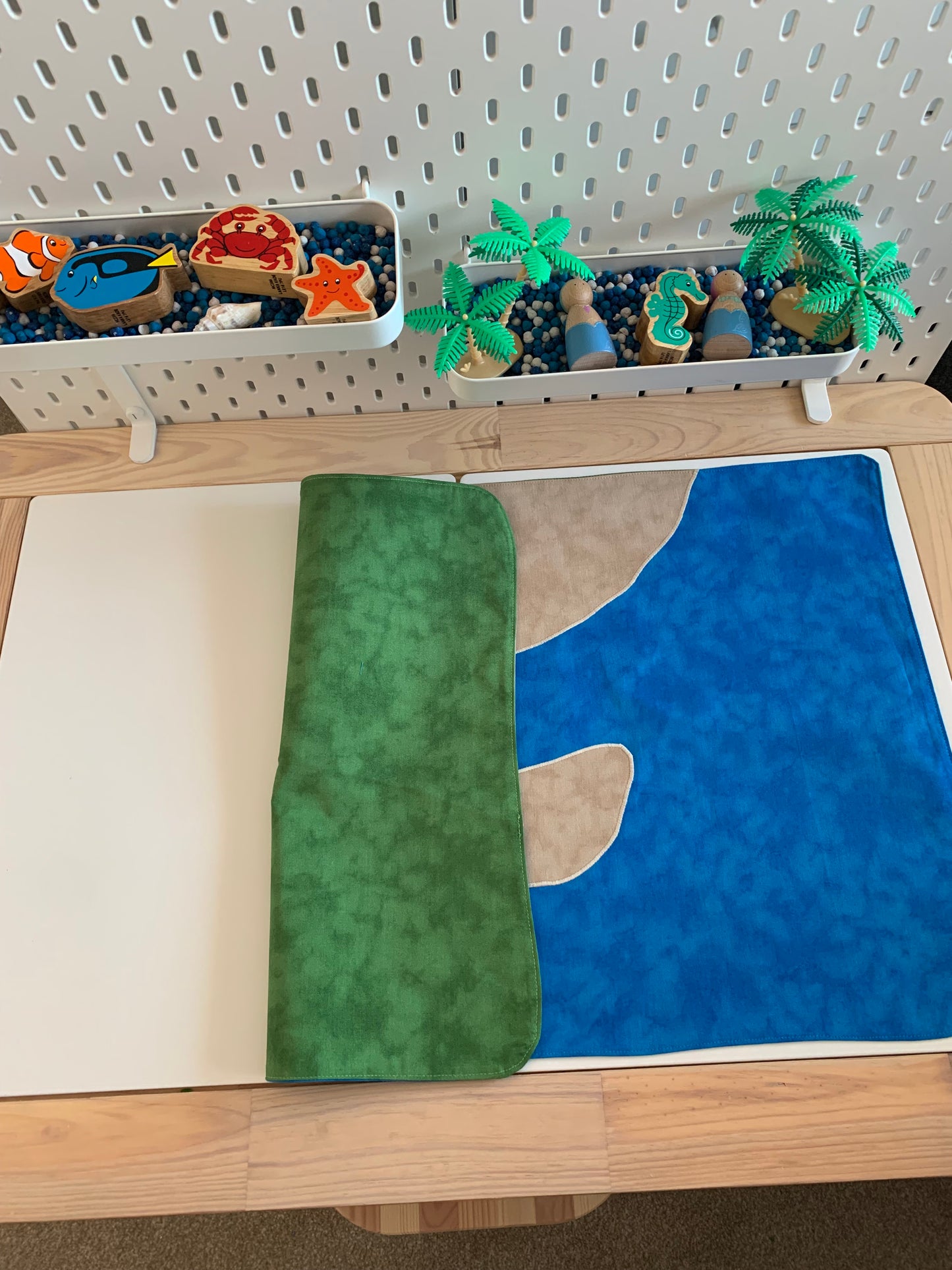 Beach and Island Extra Large Play Mat - IN STOCK - Dark Green Reverse
