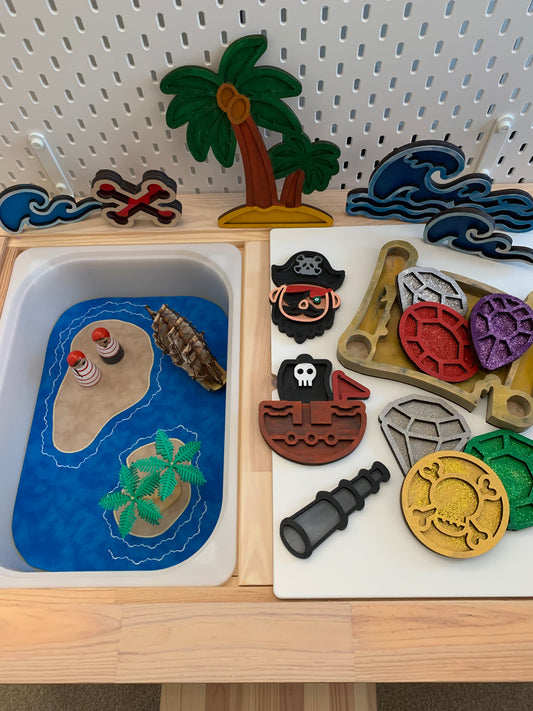 Desert Islands Tray Play Mat - Dark Green Reverse - IN STOCK