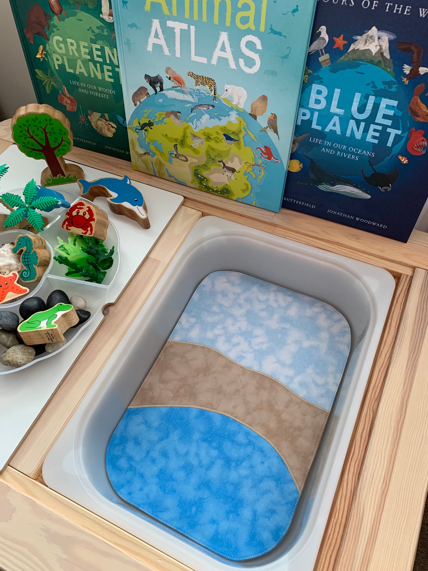 Sky, Land/Sand & Water/Ocean Play Mat - MADE TO ORDER - Sand Reverse