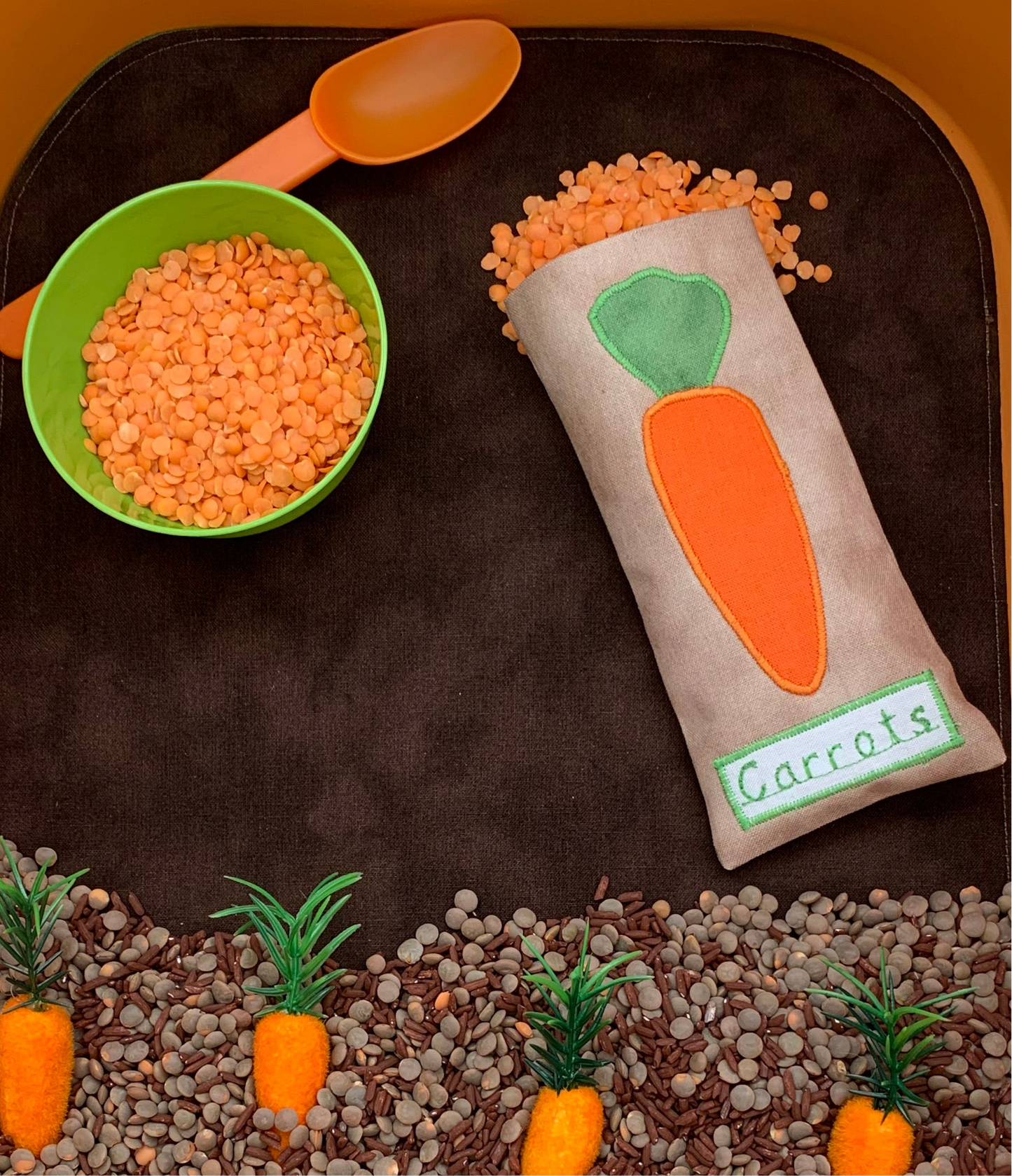 Red & Brown Tray Play Mat - MADE TO ORDER - Reversible Play mat