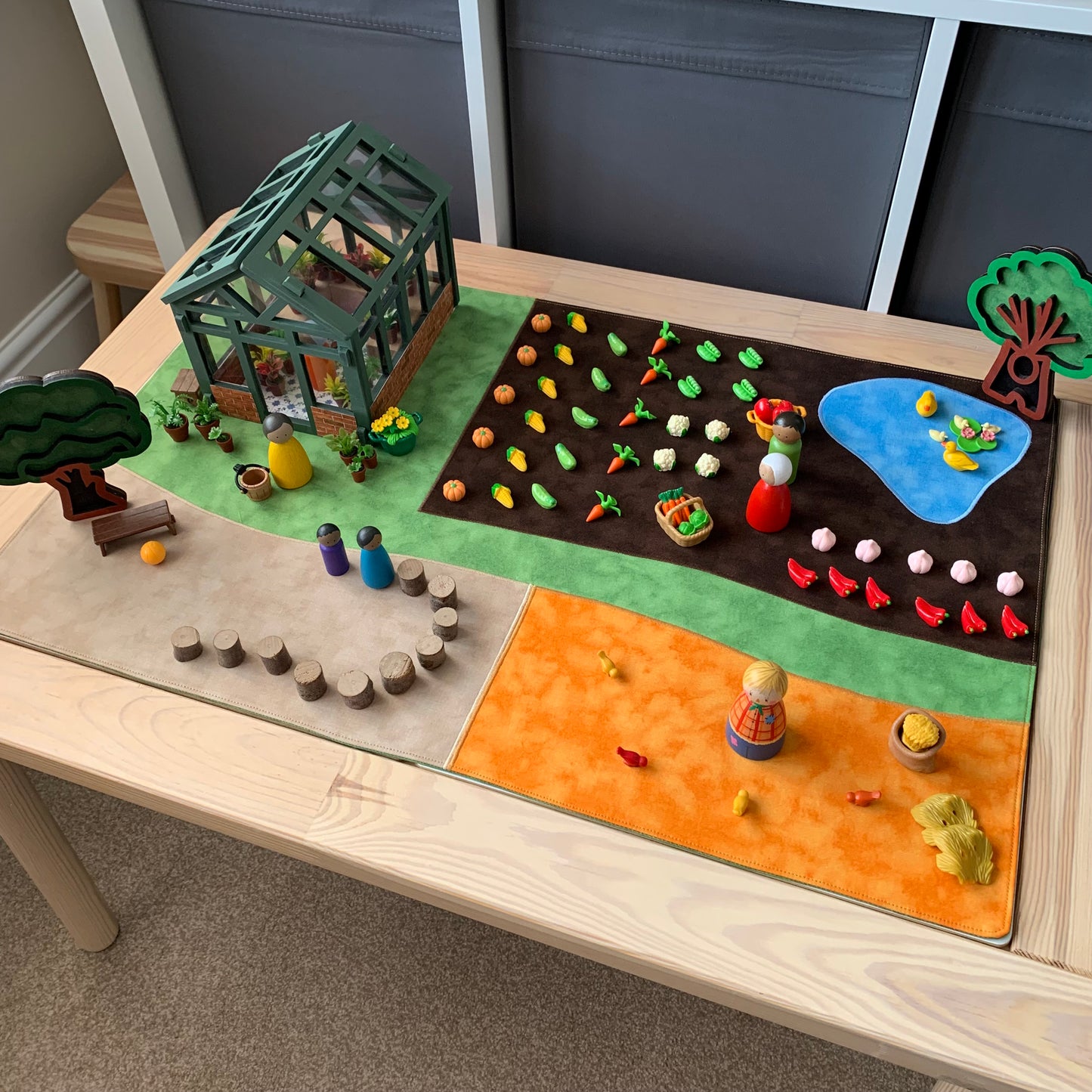 Extra Large Garden/Farm Play Mat - IN STOCK - Dark Green Reverse