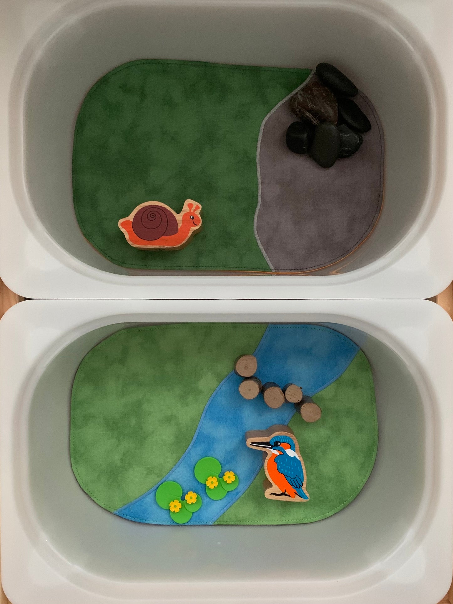 Mini Tray Play Mat Set - Land Themed - MADE TO ORDER - Reversible - Set of 4