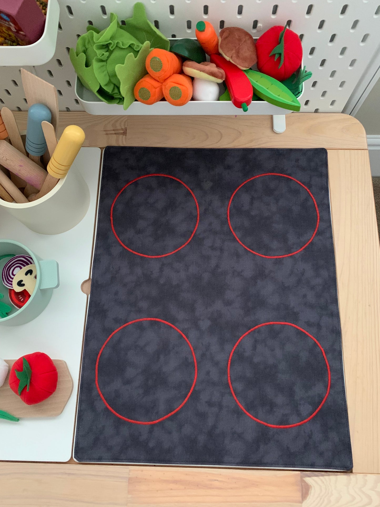 Large Four Ring Hob Play Mat - MADE TO ORDER - Jade Reverse