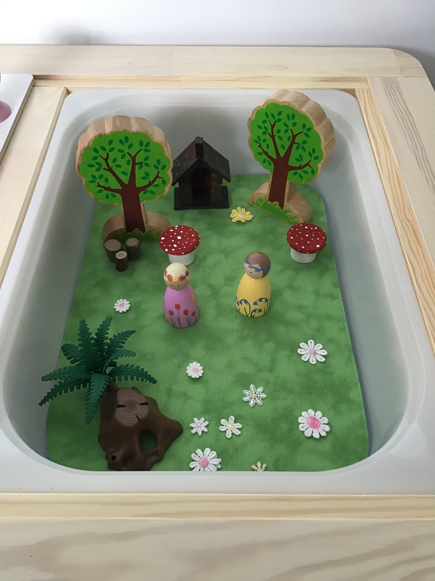 Pink & Light Green Tray Play Mat - MADE TO ORDER- Reversible Play mat