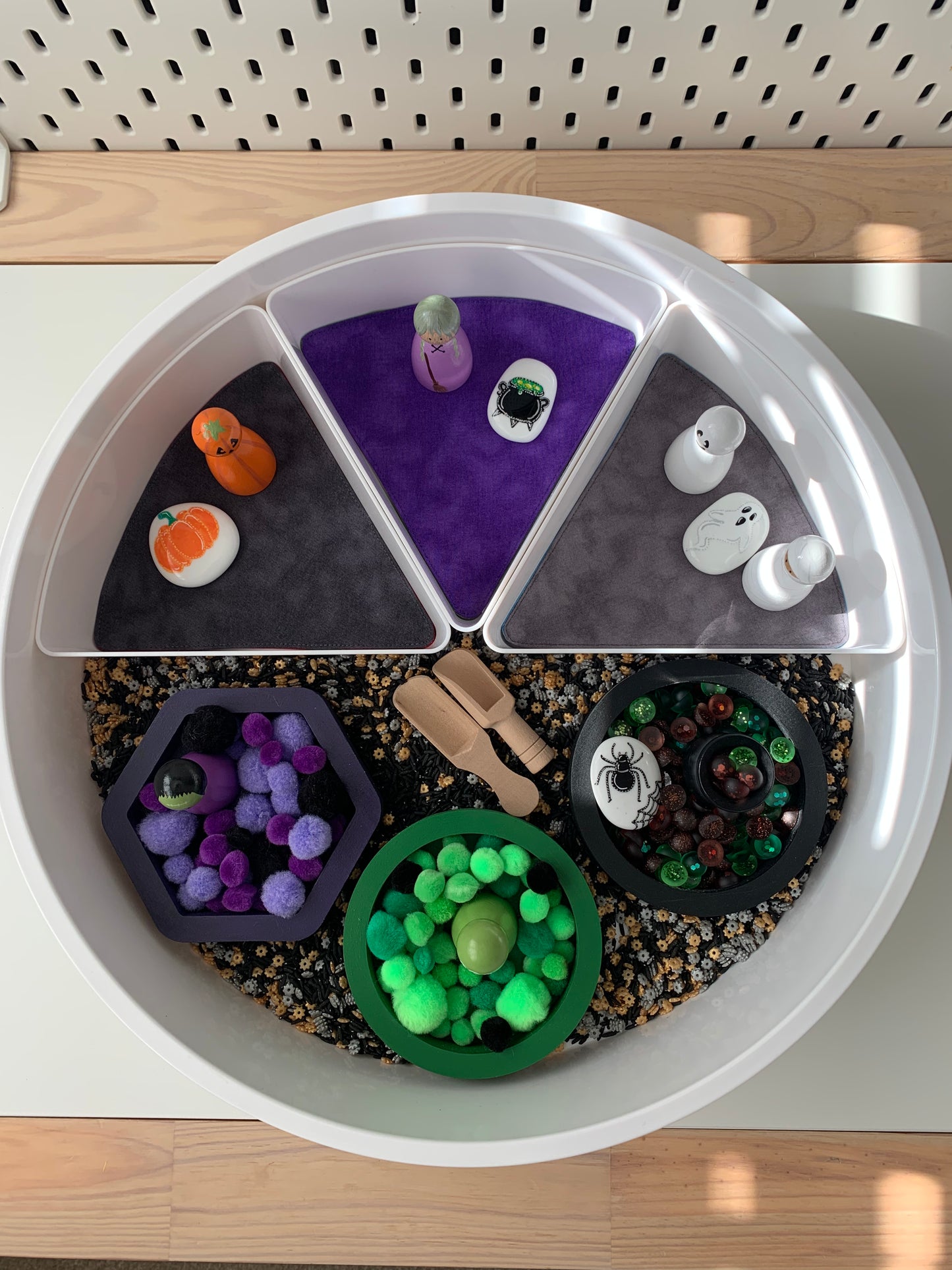 Tray Insert Play Mats - MADE TO ORDER - Reversible Colours- Autumn/Halloween/Rainbow Edition