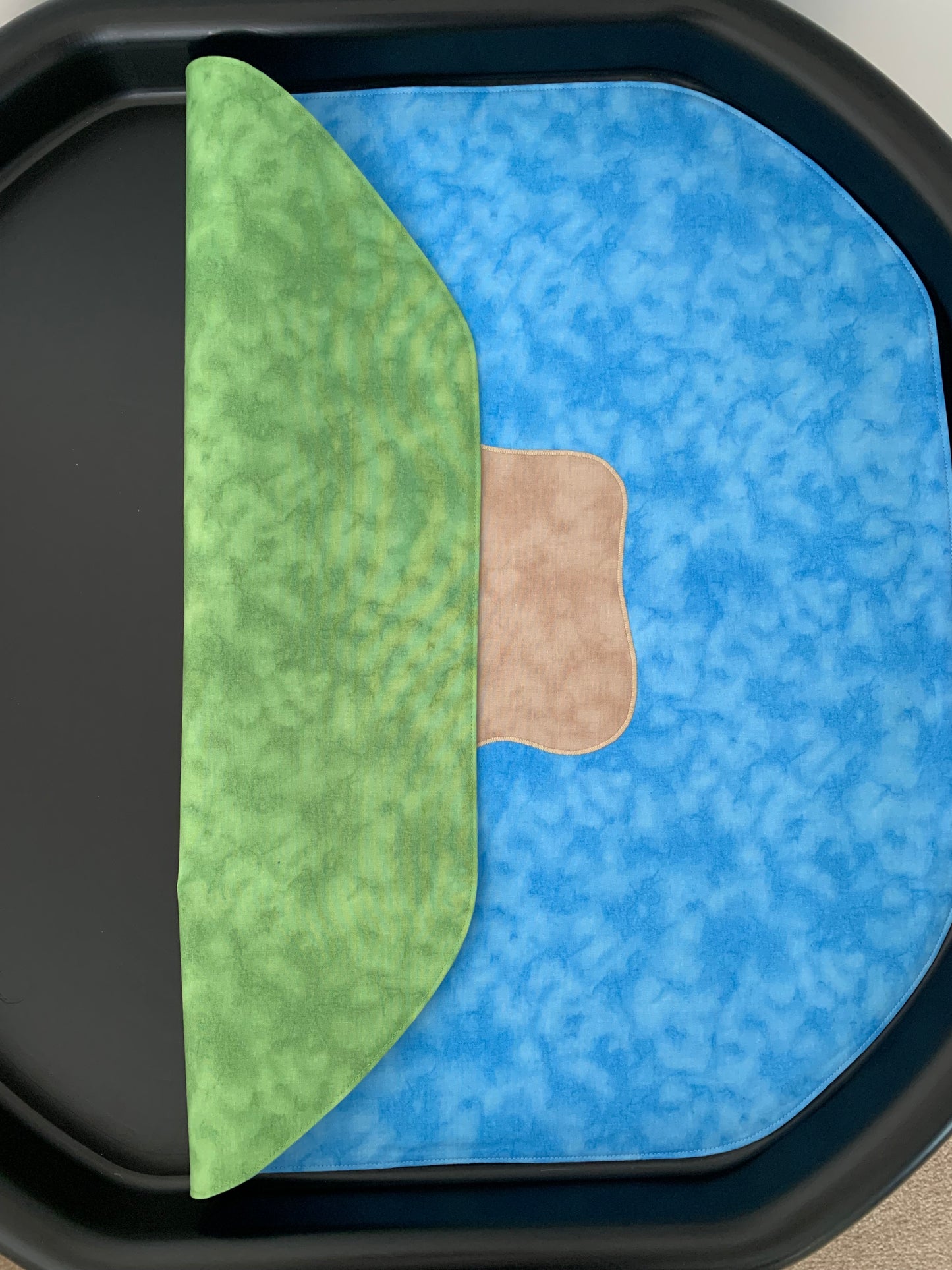 Desert Island Tuff Tray Play Mat - MADE TO ORDER - Light Green Reverse
