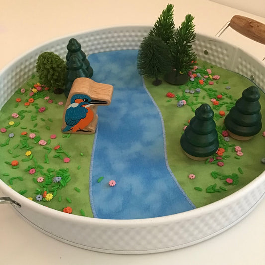 River Circular Play Mat  - MADE TO ORDER - Deep Blue Reverse