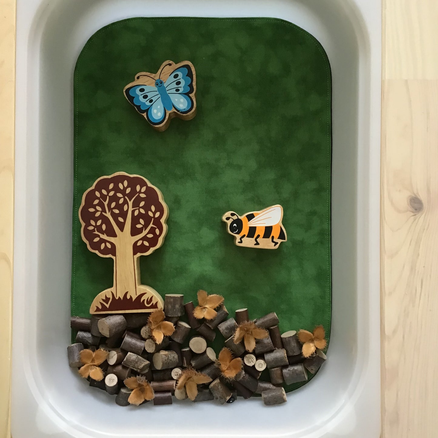 Lake Tray Play Mat - MADE TO ORDER - Dark Green Reverse