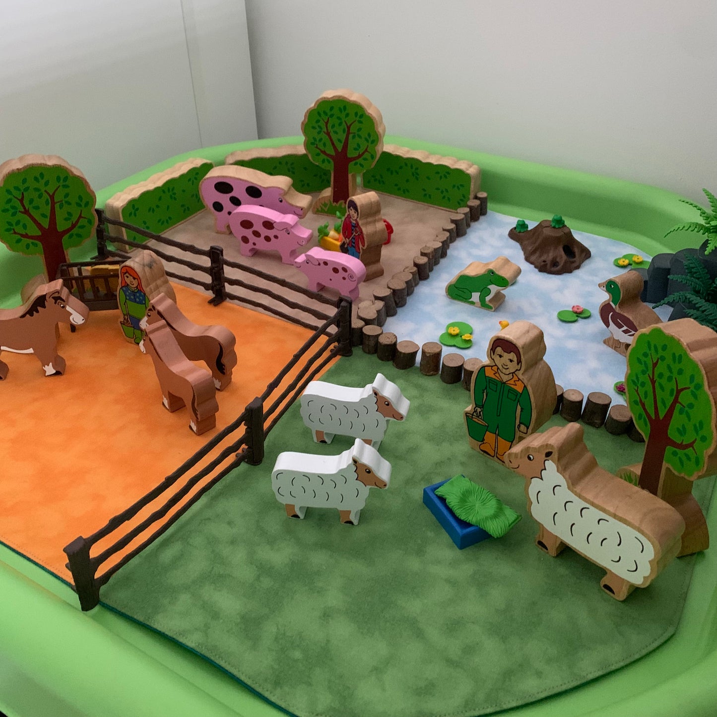 Tuff Tray Play Mat - IN STOCK - Four Sections - Jade Reverse