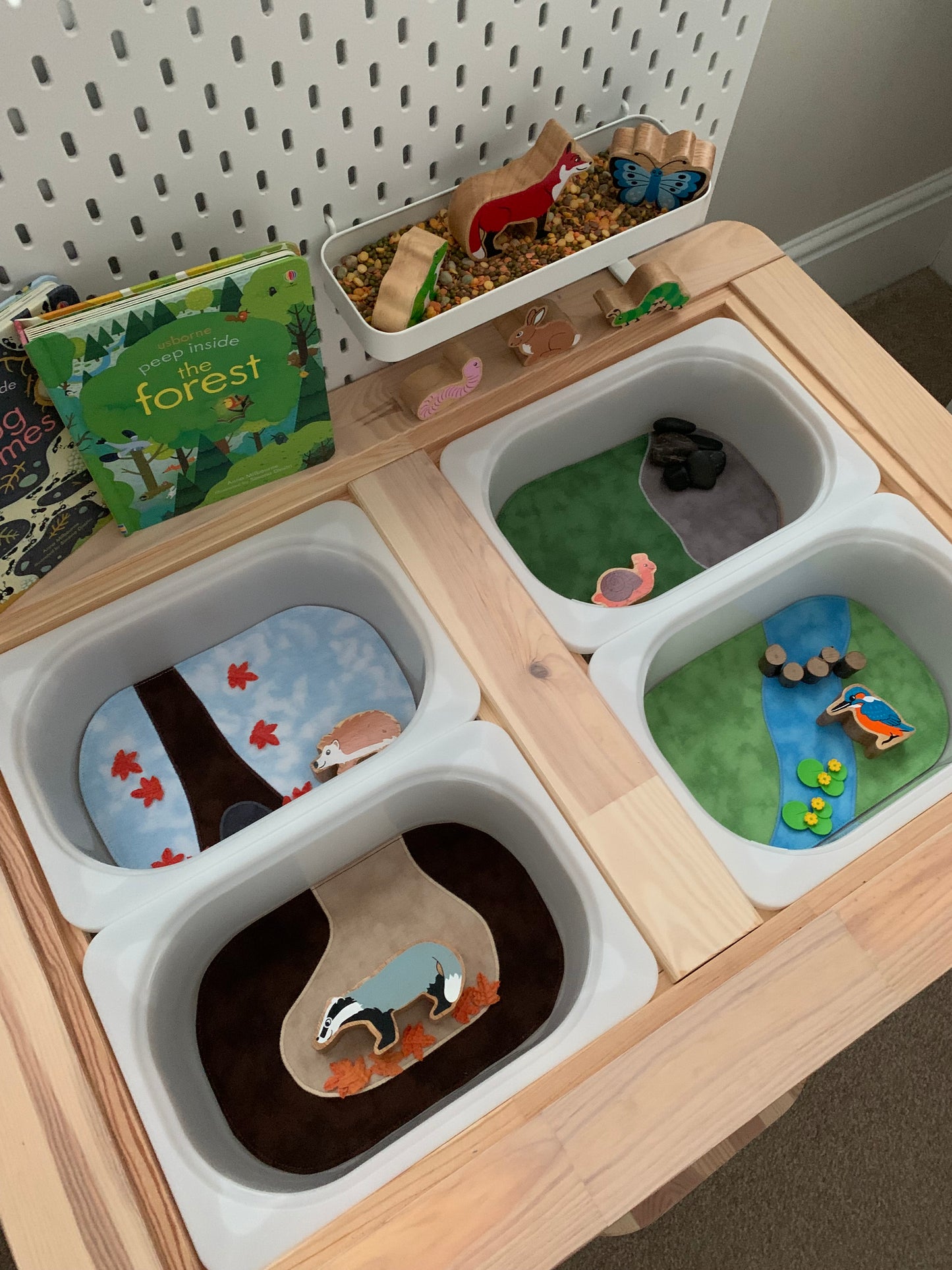 Mini Tray Play Mat Set - Land Themed - MADE TO ORDER - Reversible - Set of 4