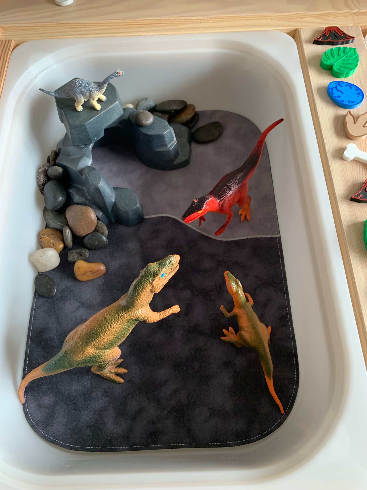 Moon/Rock Play Mat - MADE TO ORDER -  Dark Green reverse